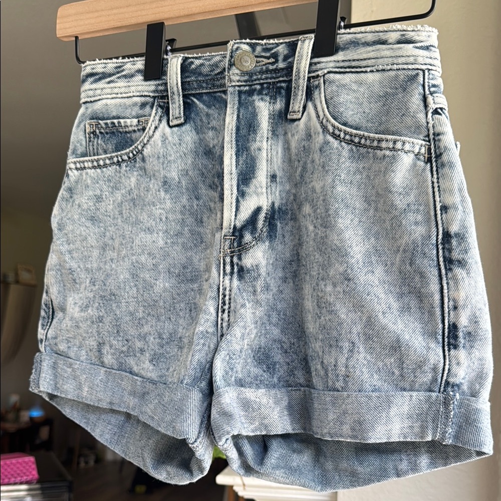 Hollister Blue Jean Shorts High-Waisted Cuffed